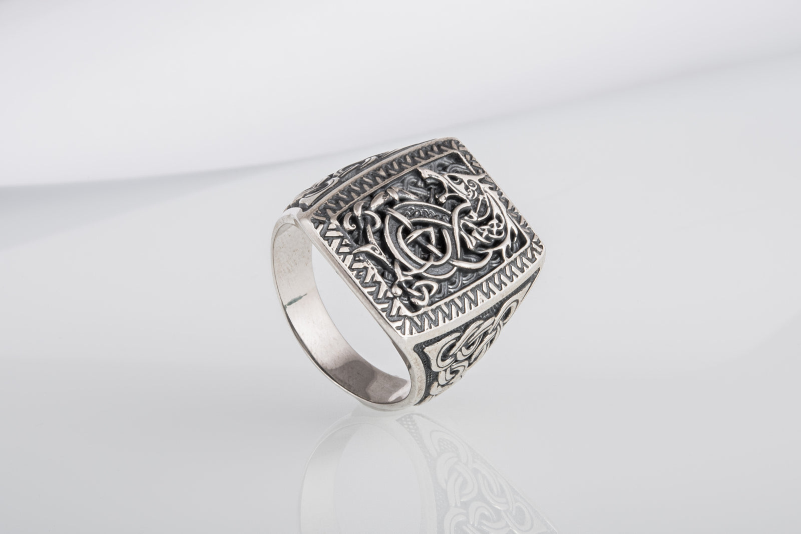 Bague Ornement et Fenrir — Argent 925