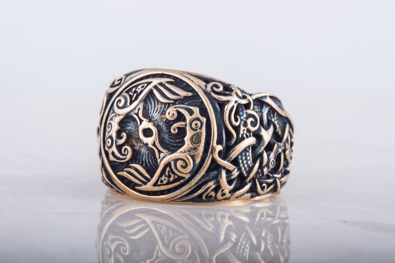 Bague Corbeau et Style Mammen — Bronze