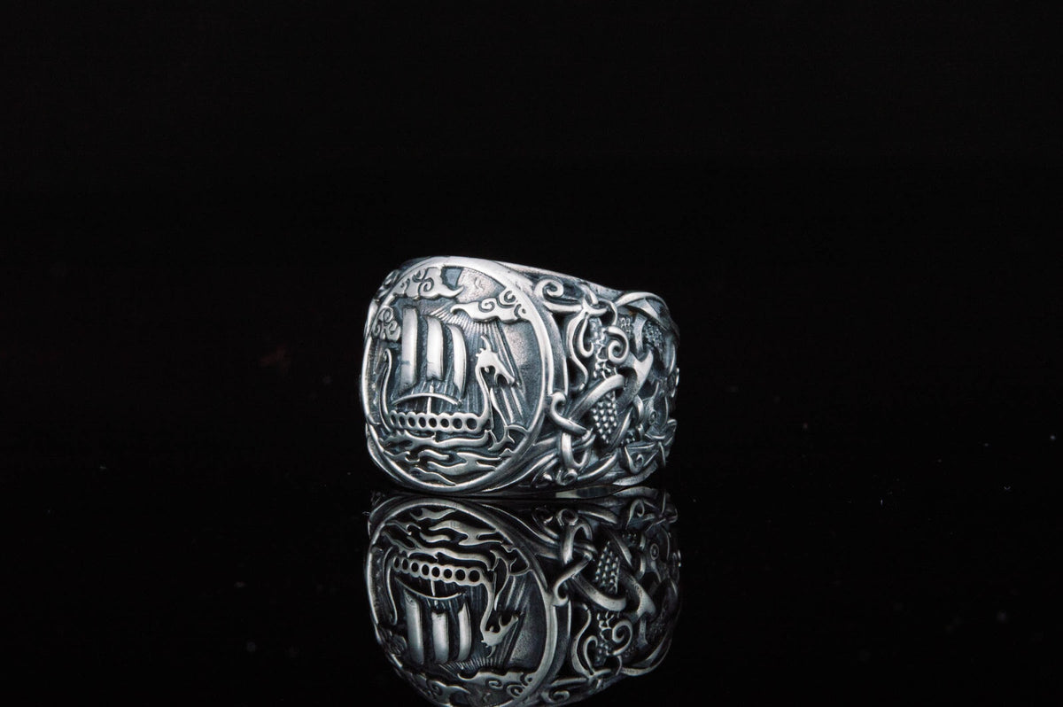 Bague Drakkar et Style Mammen — Argent 925