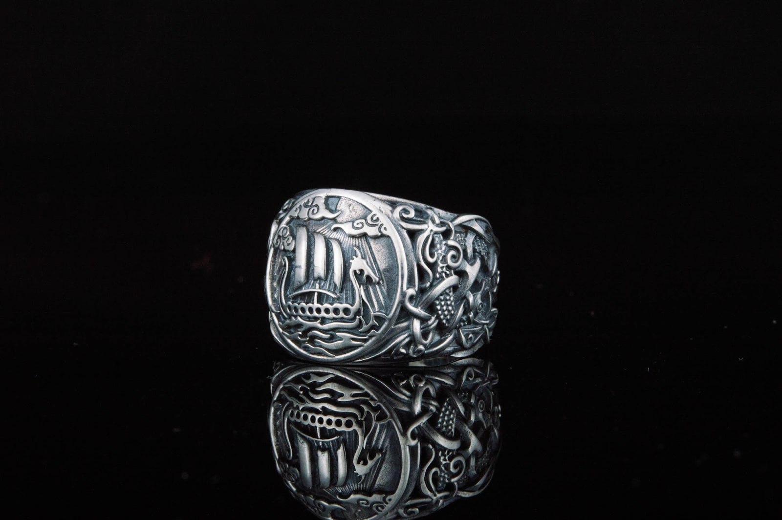 Bague Drakkar et Style Mammen — Argent 925