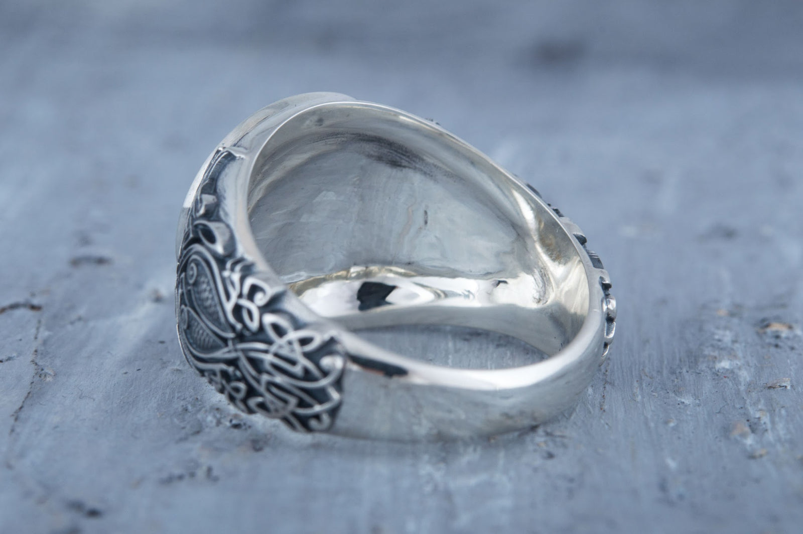 Bague Soleil Noir et Ornement — Argent 925