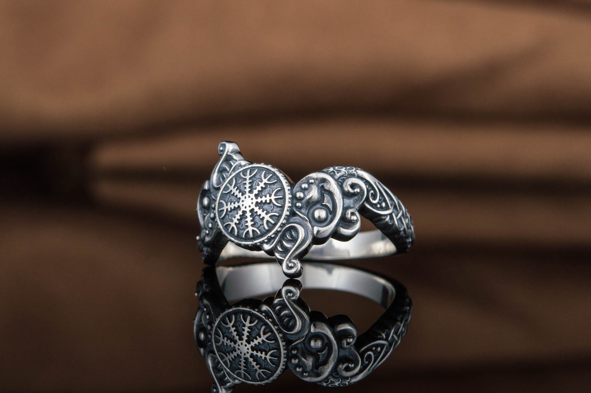 Bague Aegishjalmur et Loup — Argent 925