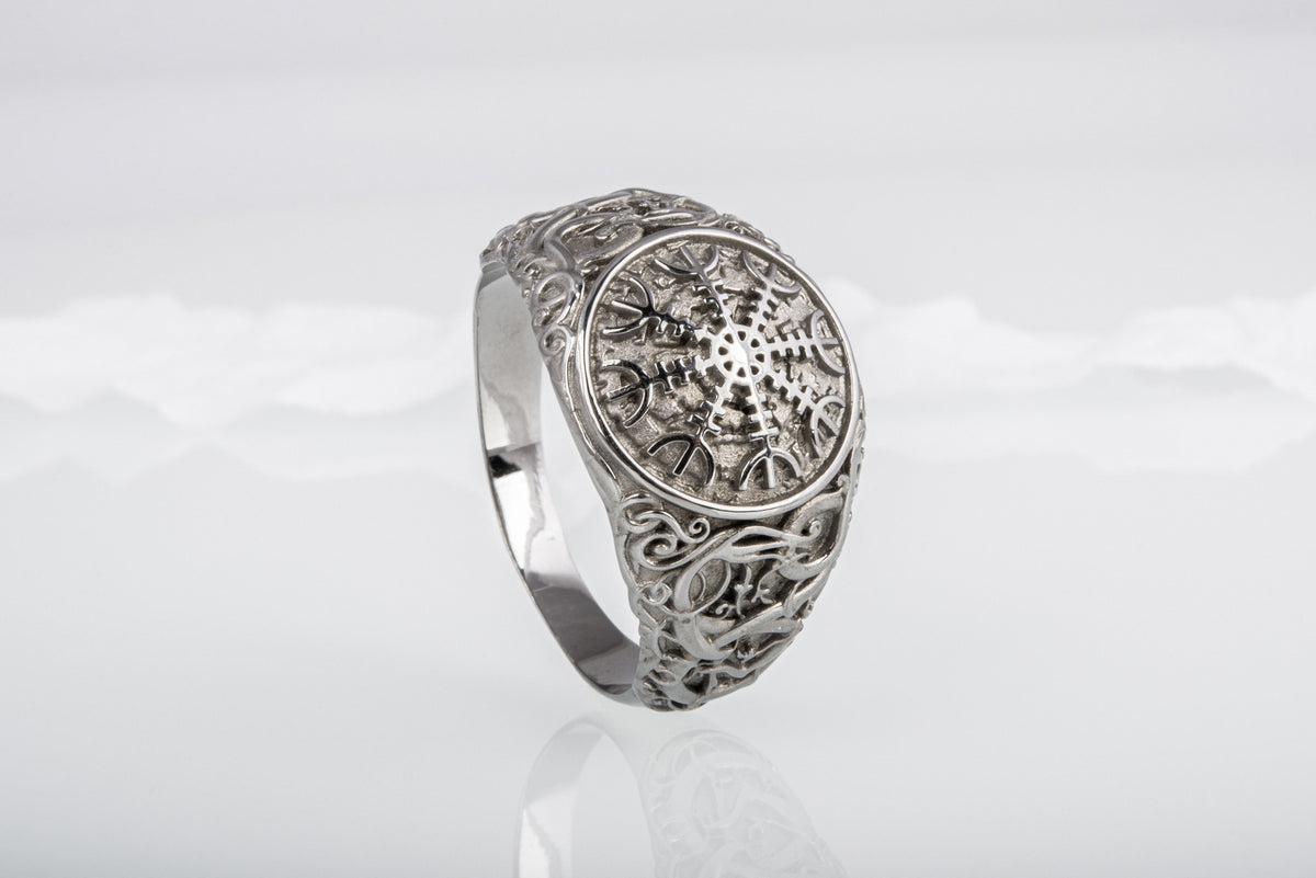 Bague Aegishjalmur et Style Urnes Édition Noire — Argent 925