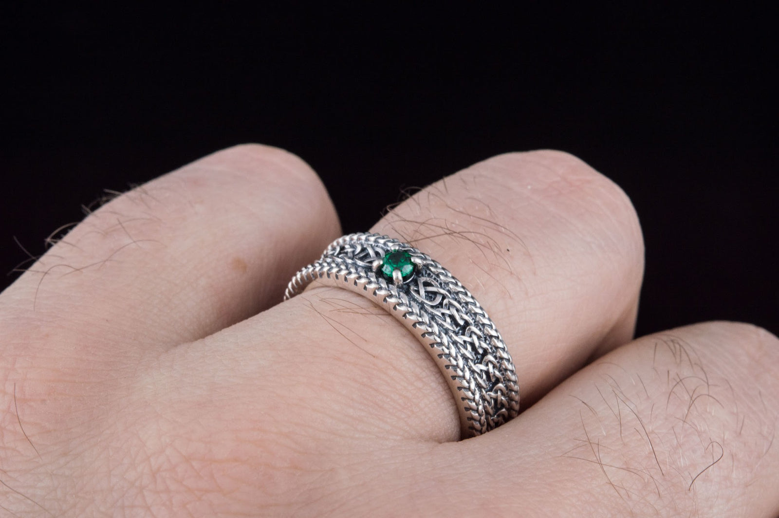 Bague Ornement sertie de pierres Anneau — Argent 925