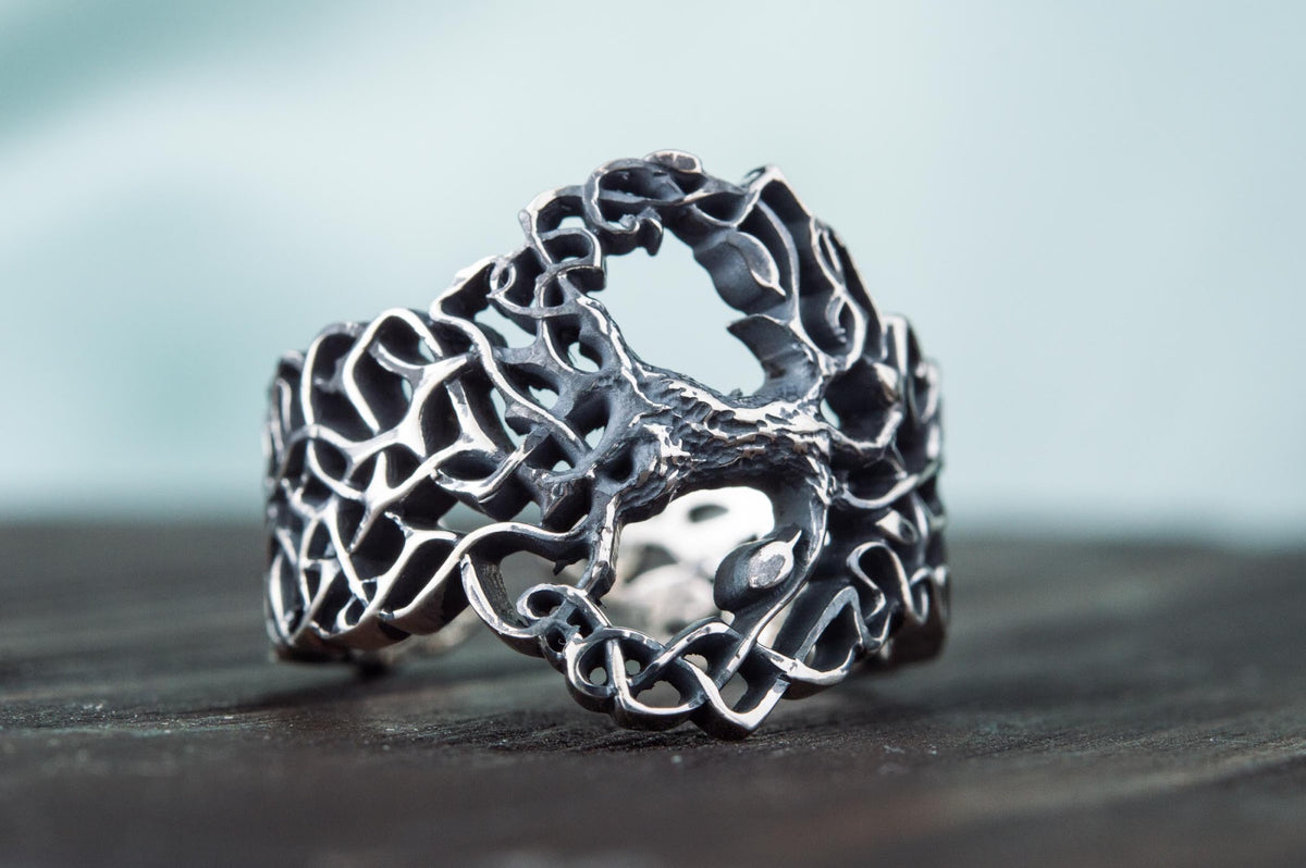 Bague Yggdrasil et Ornement Anneau — Argent 925