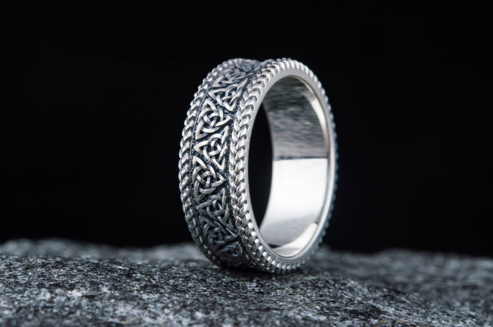 Bague Triquetra et Ornement — Argent 925