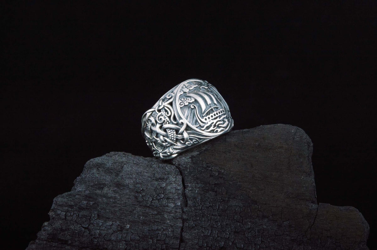 Bague Drakkar et Style Mammen — Argent 925