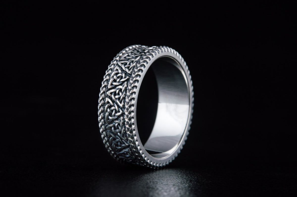 Bague Triquetra et Ornement — Argent 925