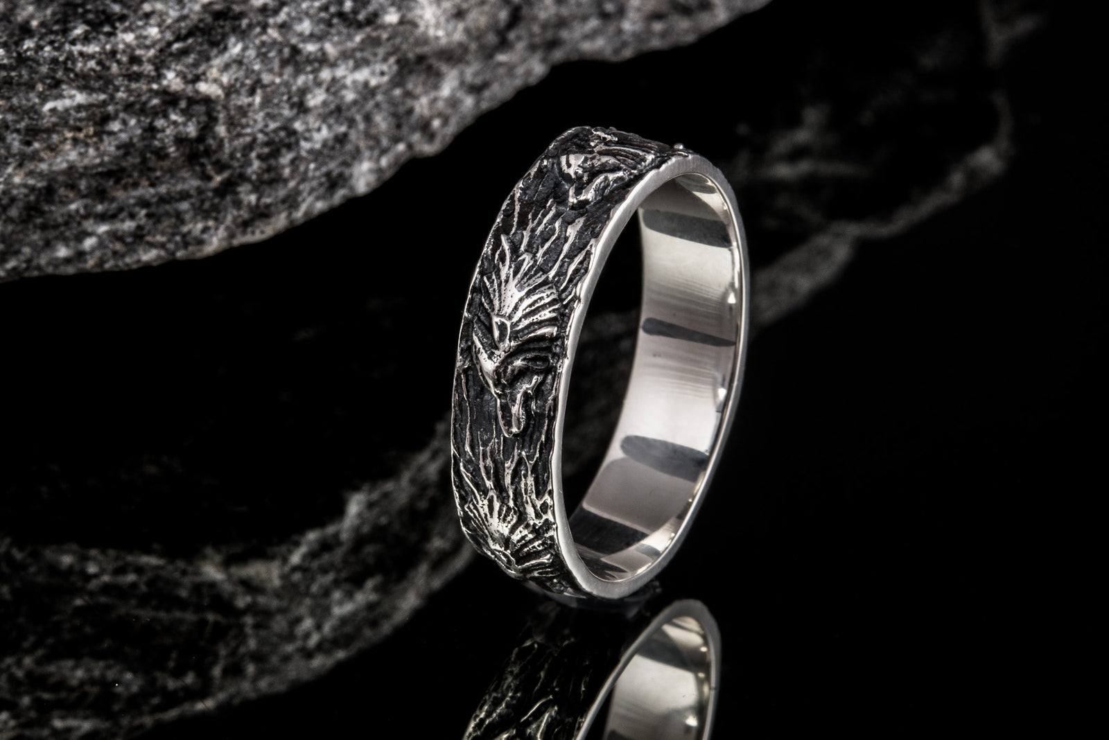 Bague Loup et Ornement — Argent 925