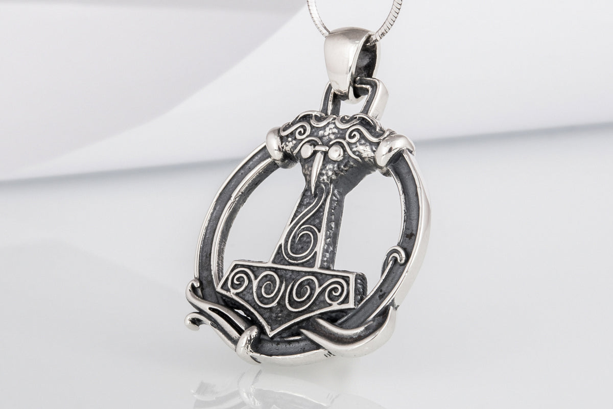 Pendentif Marteau de Thor et Ornement — Argent 925
