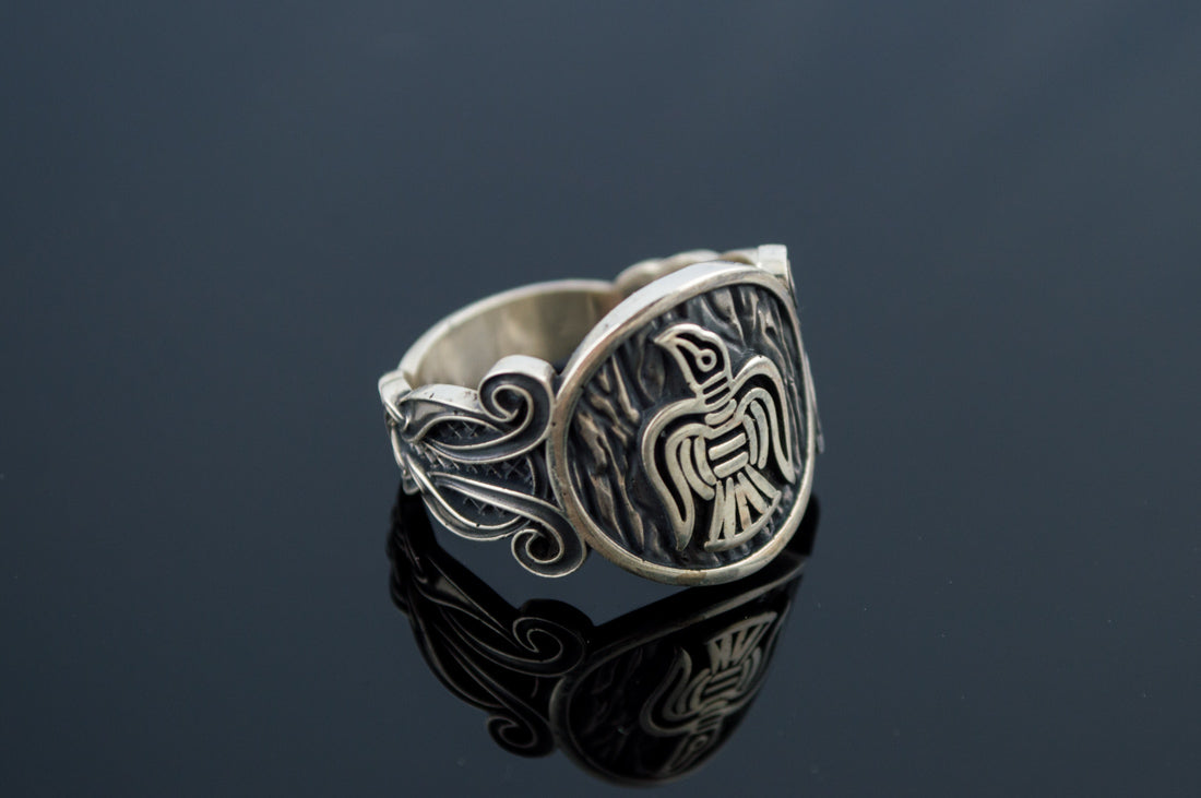 Bague Corbeau et Ornement — Argent 925