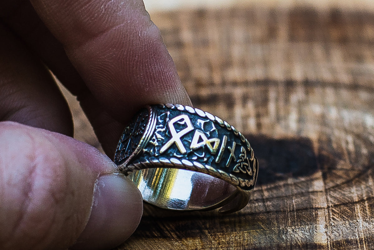 Bague Vegvisir et Salut à Odin — Argent 925