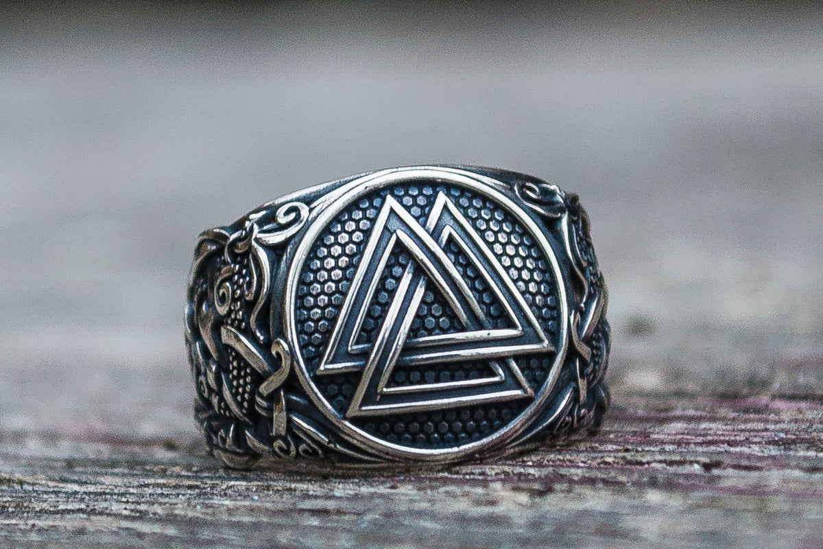 Bague Valknut et Style Mammen Ornement — Argent 925