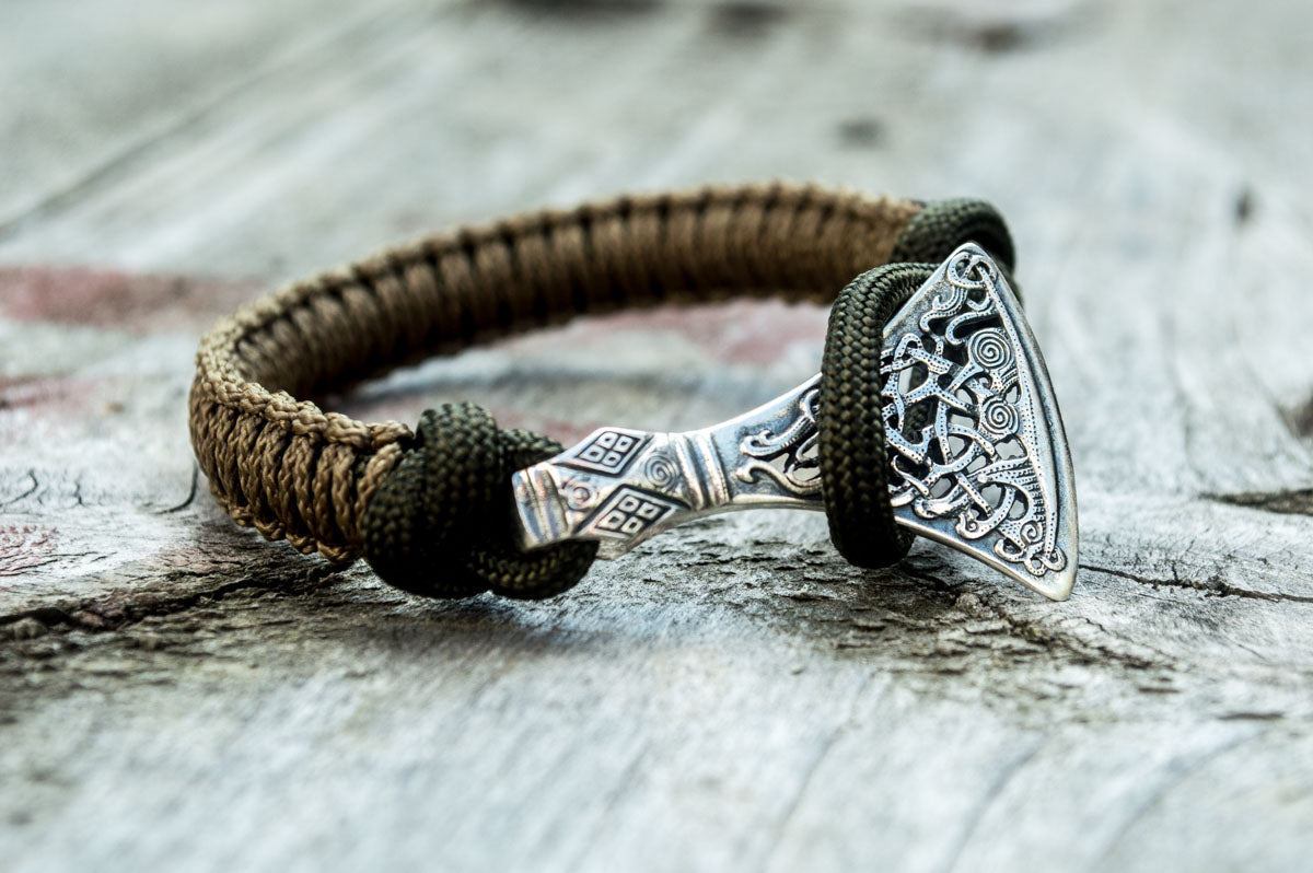 Bracelet Paracorde Hache Viking Bjorn — Argent 925