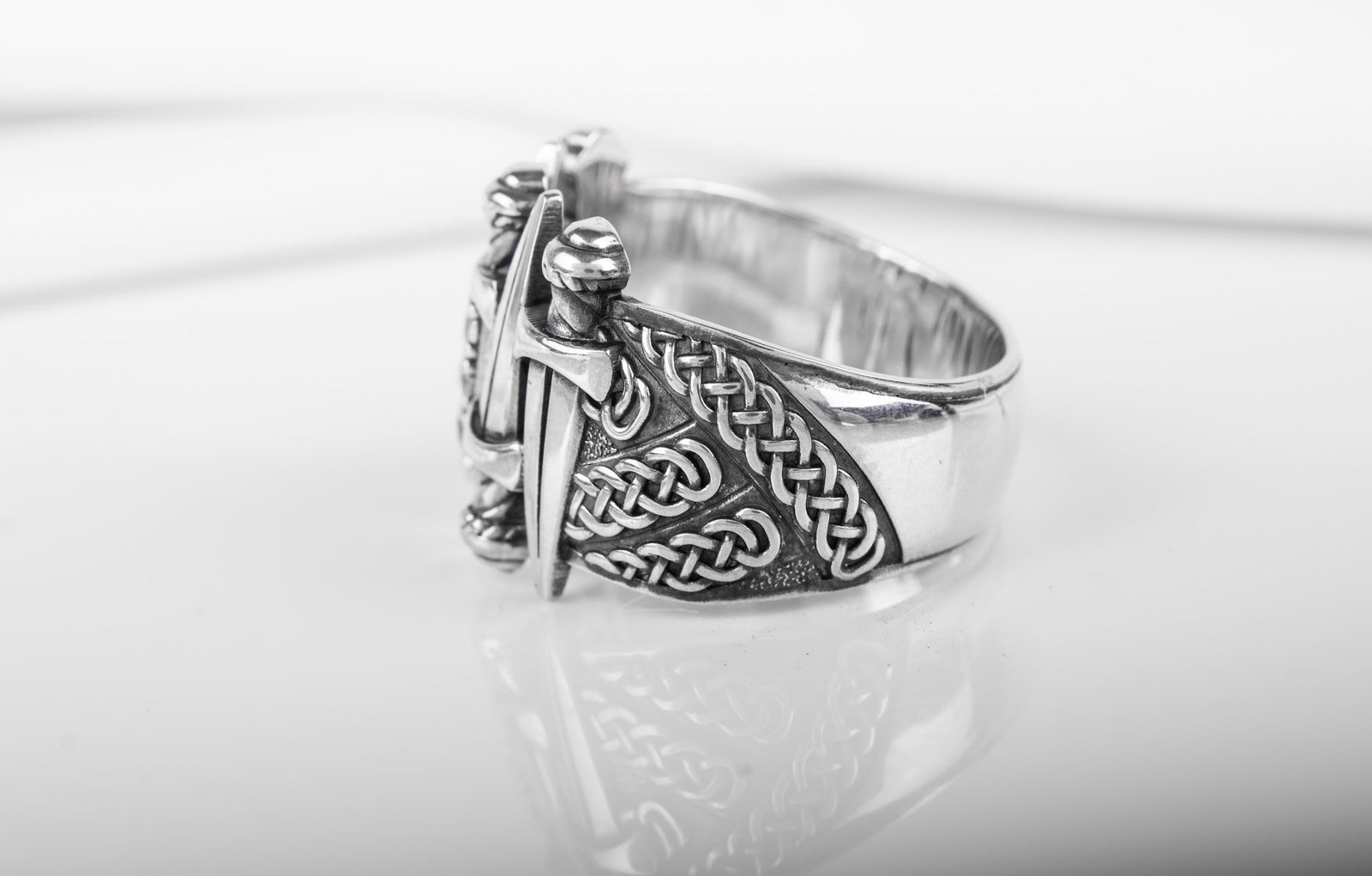 Bague Épée pierre transparente — Argent 925