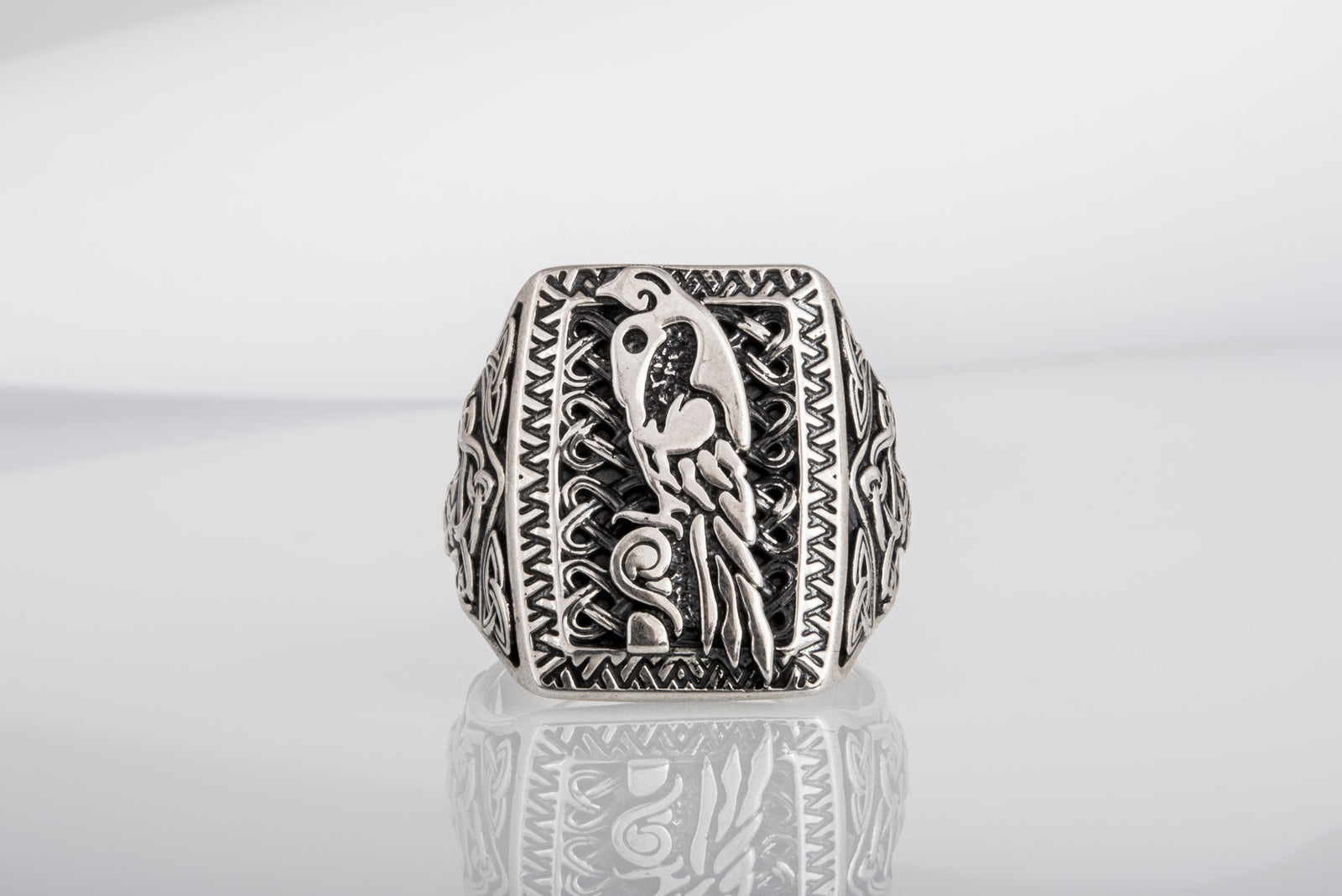 Bague Ornement et Corbeaux — Argent 925