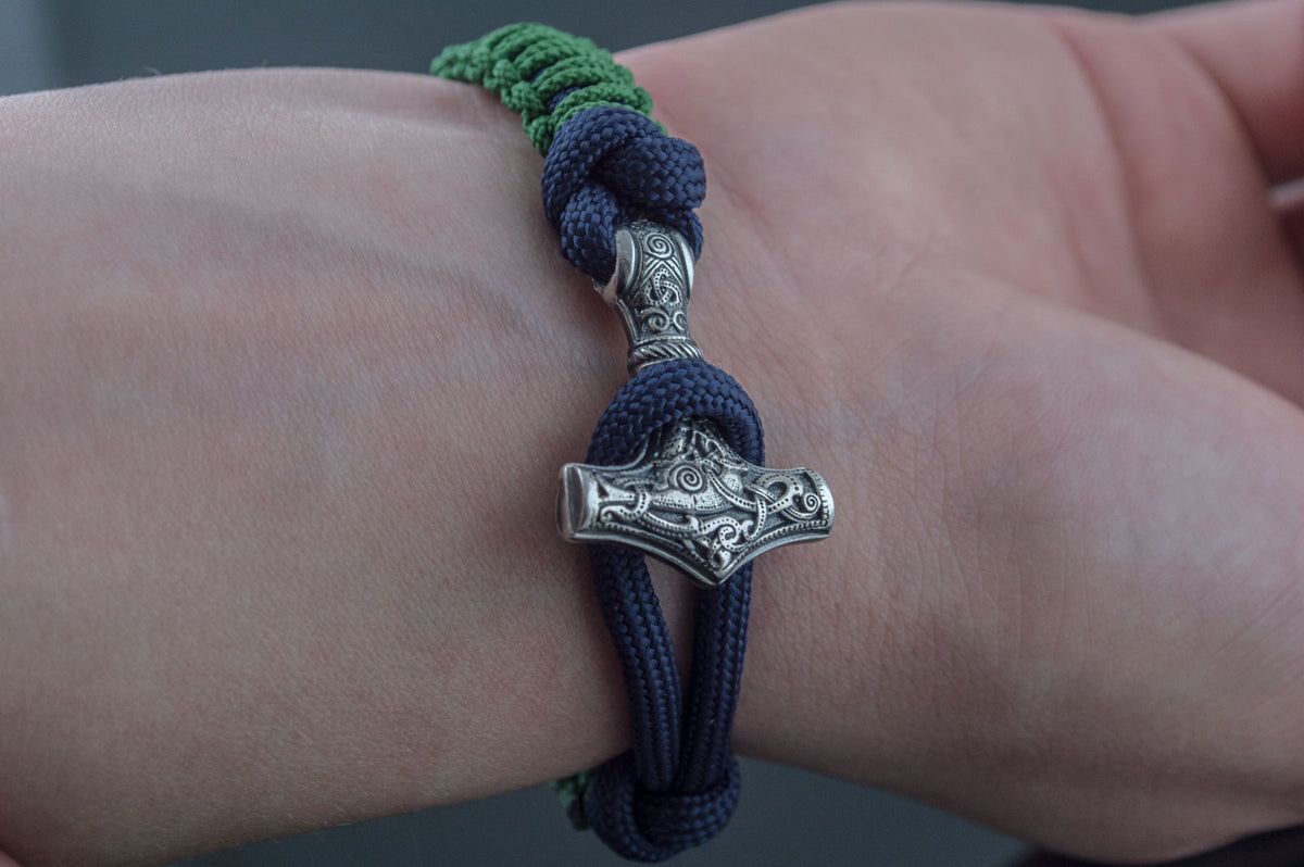 Bracelet Paracorde Marteau de Thor Rurik — Argent 925