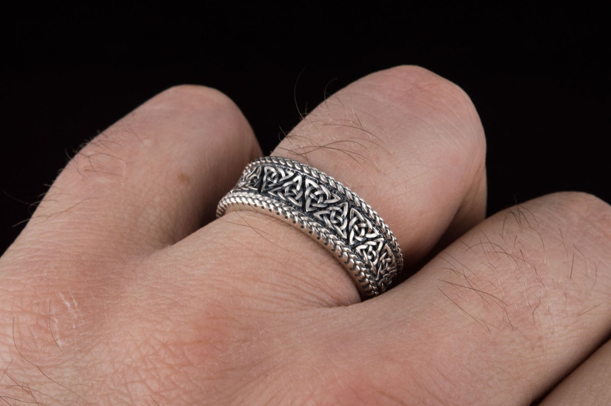 Bague Triquetra et Ornement — Argent 925