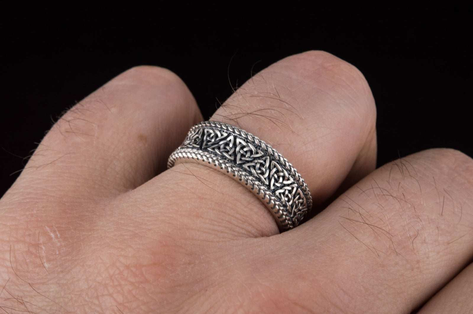Bague Triquetra et Ornement — Argent 925