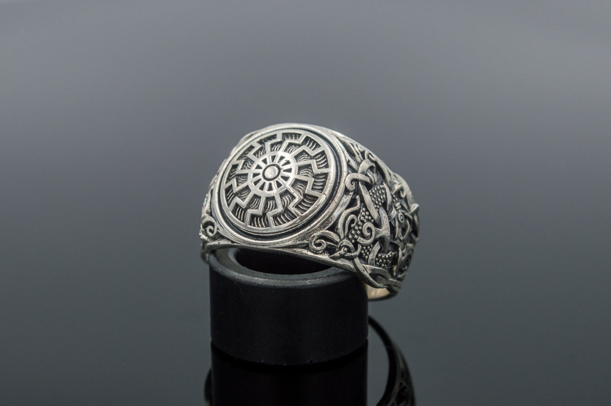 Bague Soleil Noir et Style Mammen Ornement — Argent 925