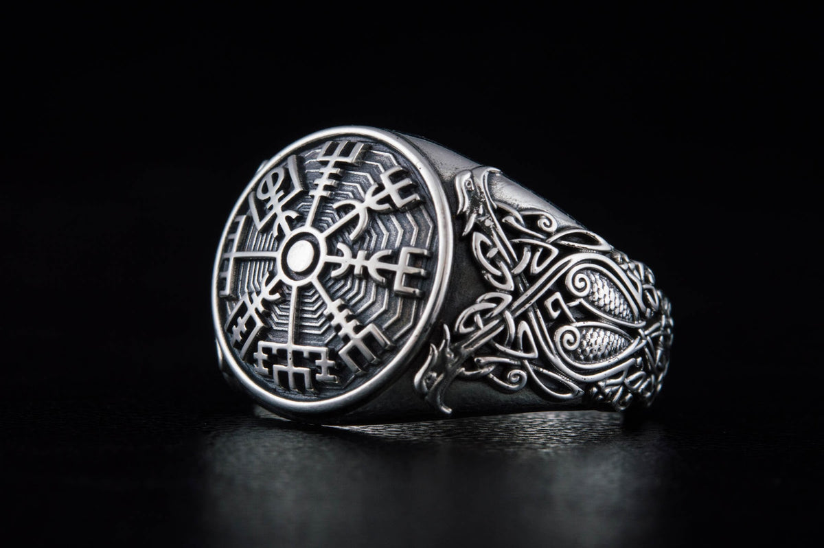 Bague Vegvisir et Ornement — Argent 925