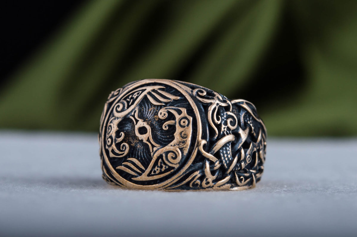 Bague Corbeau et Style Mammen — Bronze