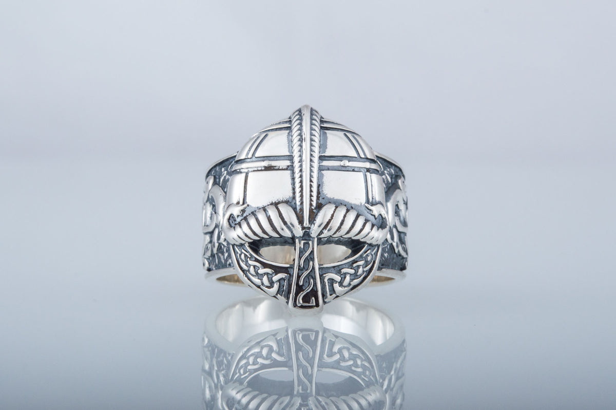 Bague Casque et Ornement Massive — Argent 925