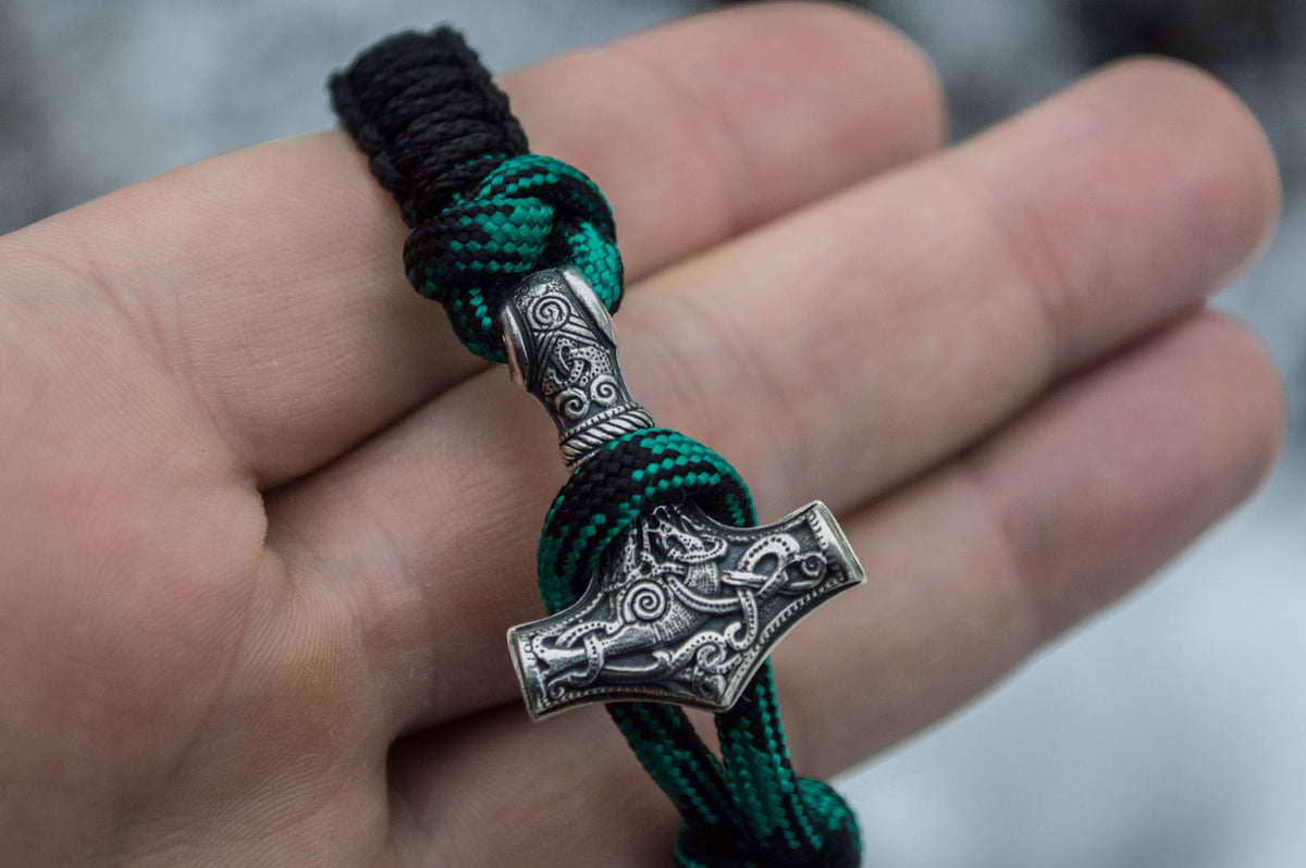 Bracelet Paracorde Marteau de Thor Sven — Argent 925