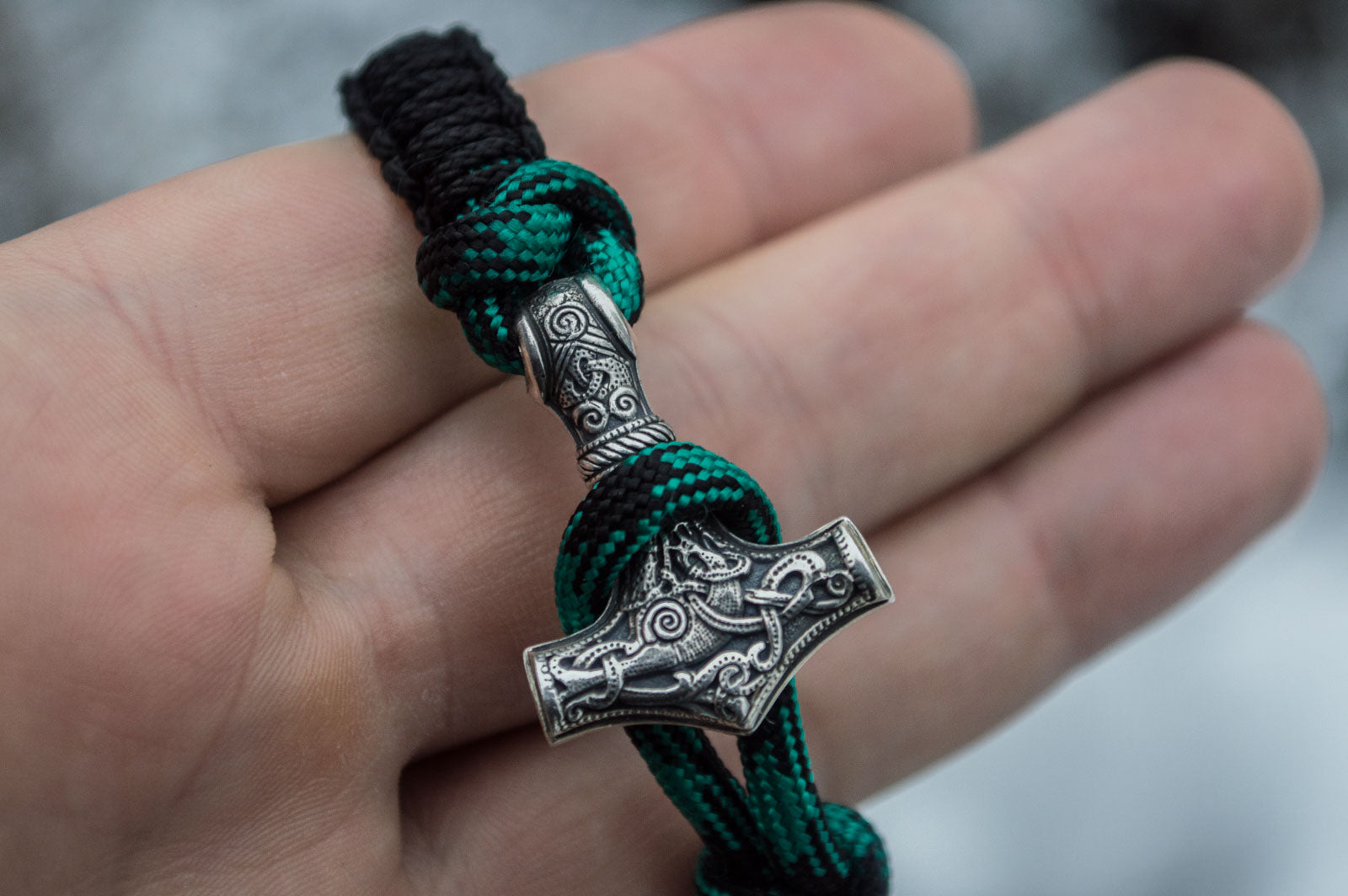 Bracelet Paracorde Marteau de Thor Sven — Argent 925