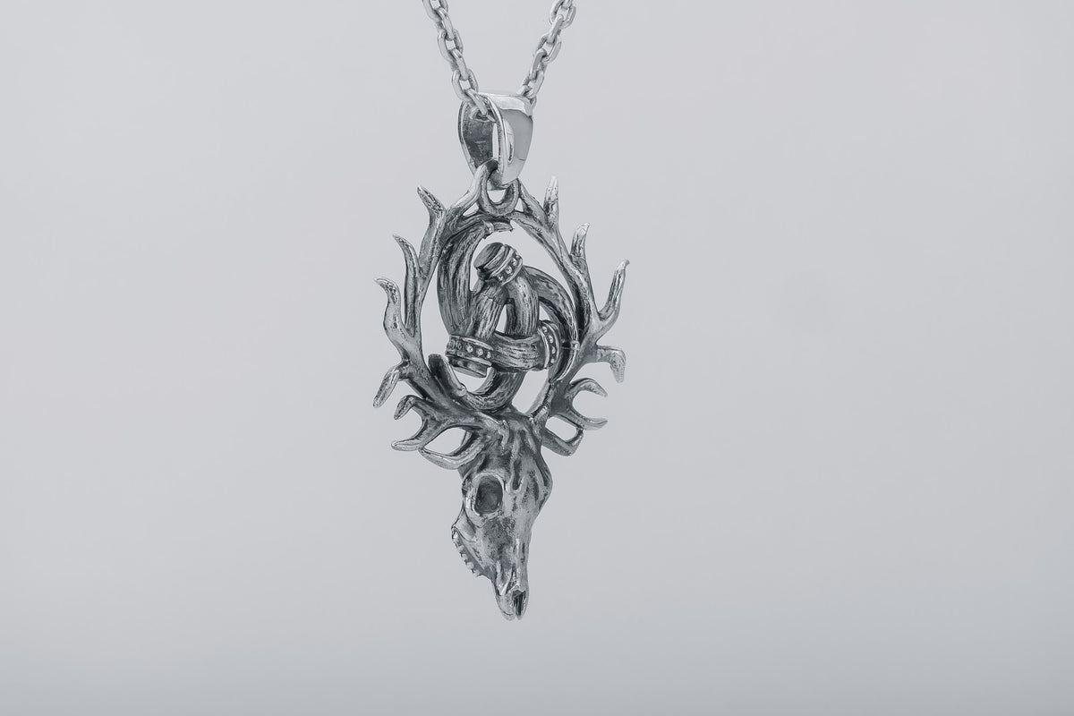 Pendentif Odin et Tête de Mort — Argent 925
