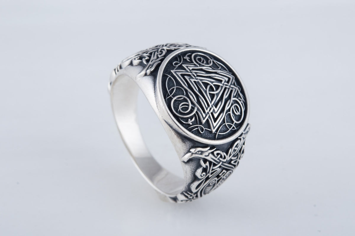 Bague Valknut et Ornement Chevalière — Argent 925