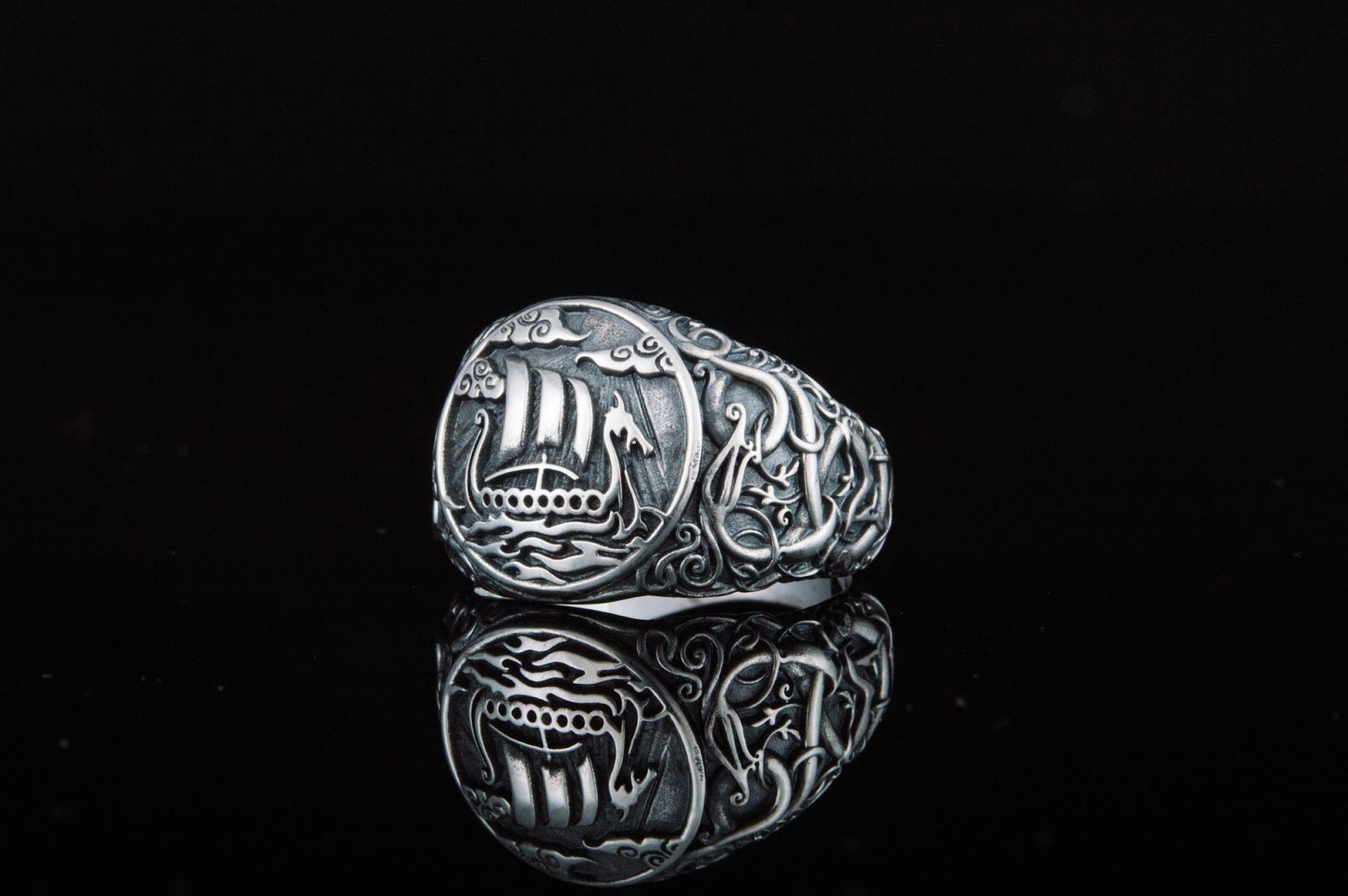 Bague Drakkar et Style Urnes — Argent 925