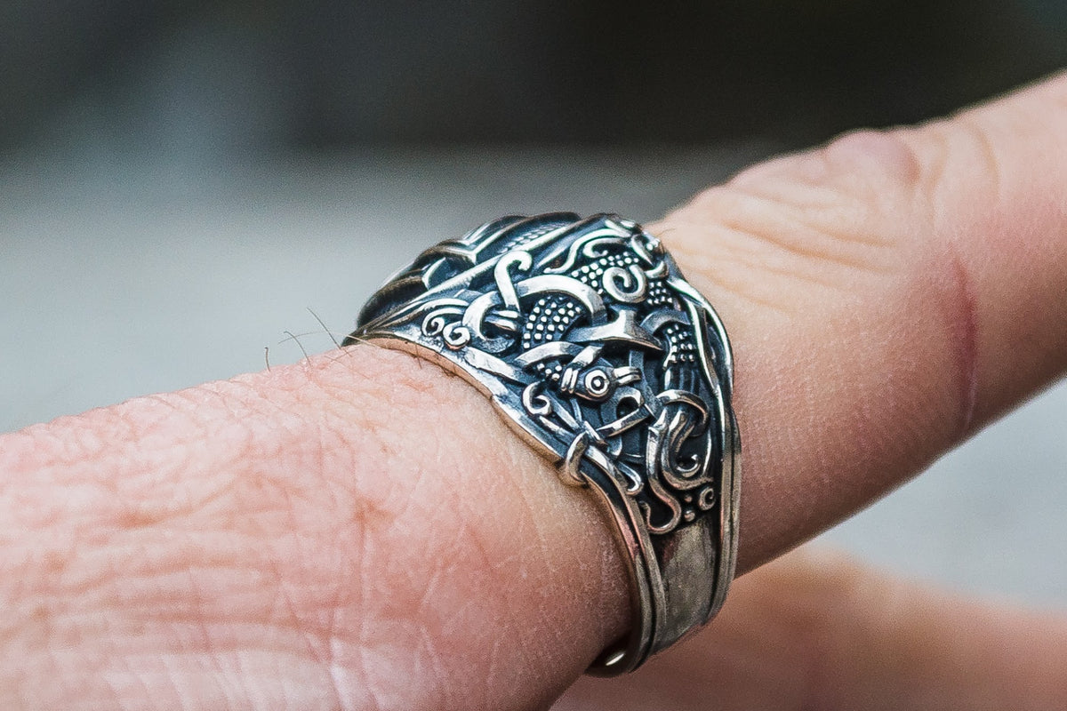 Bague Valknut et Style Mammen — Argent 925
