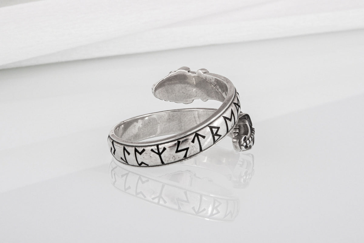 Bague Serpent et Futhark Ancien — Argent 925