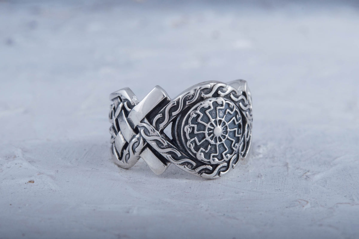 Bague Soleil Noir et Ornement Massive — Argent 925