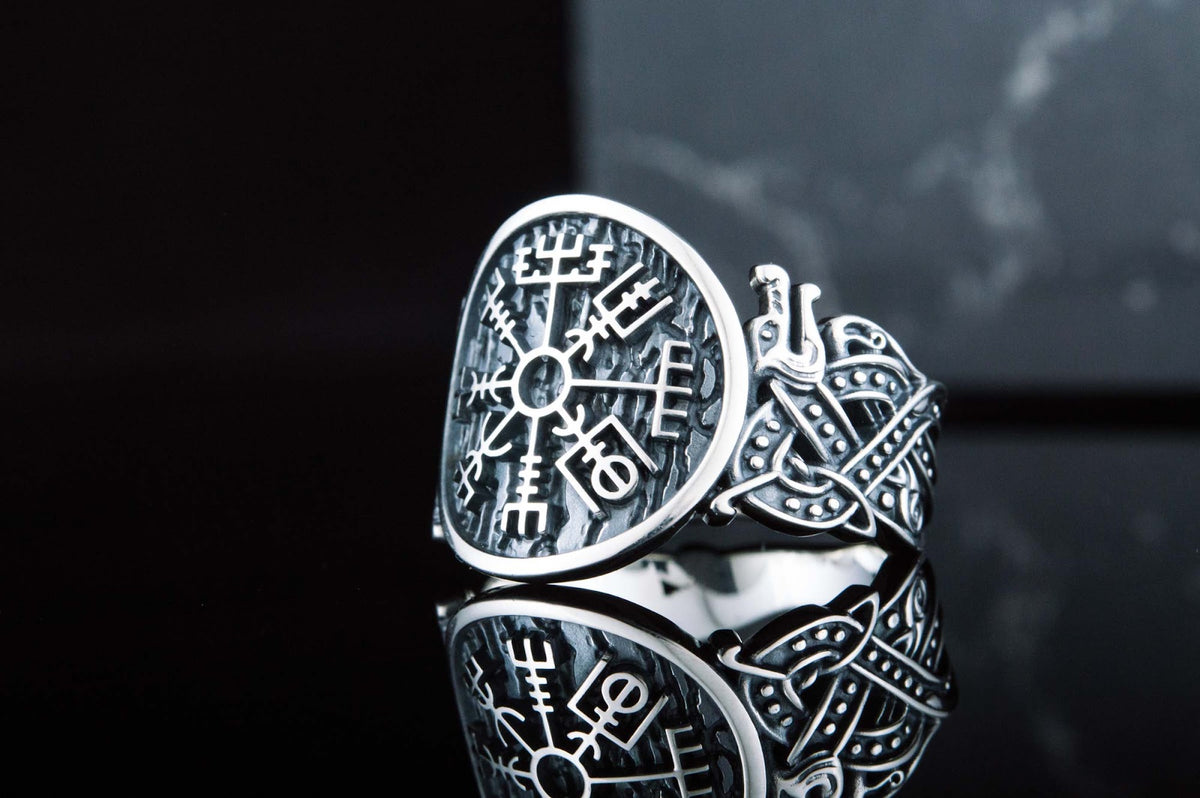 Bague Soleil Noir et Ornement — Argent 925
