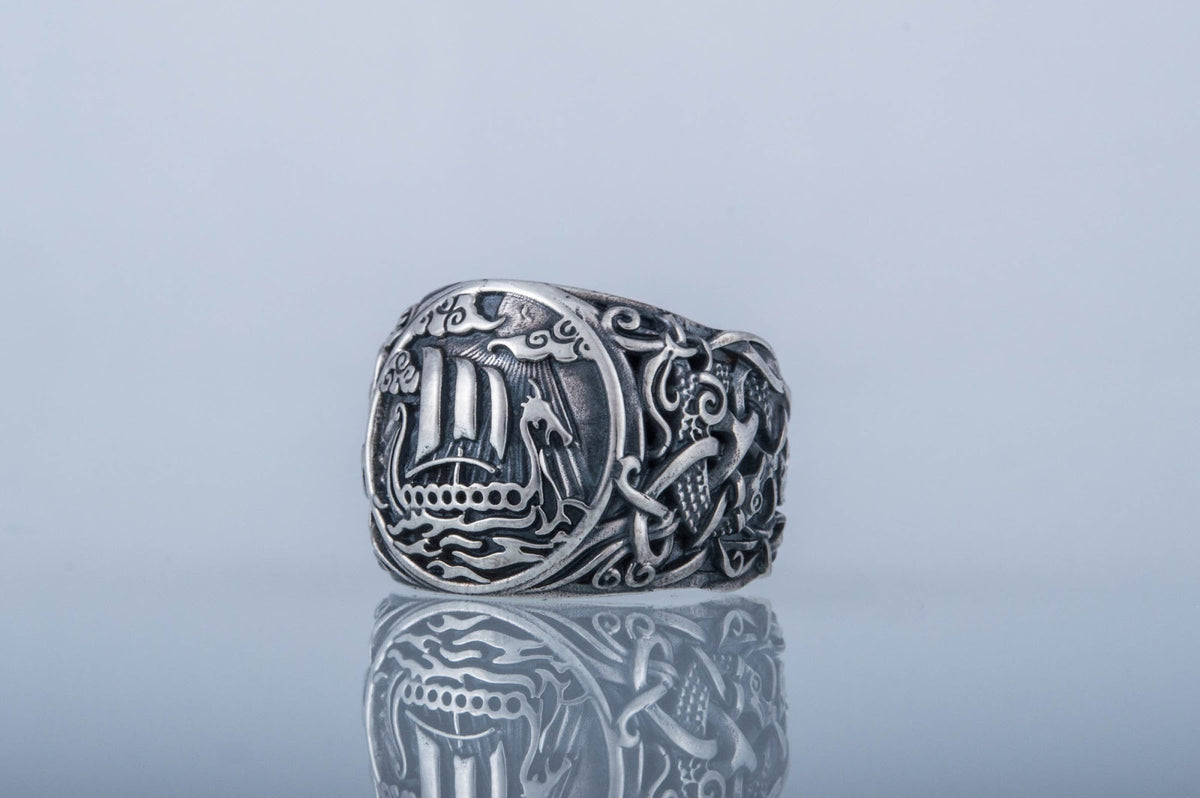 Bague Drakkar et Style Mammen — Argent 925