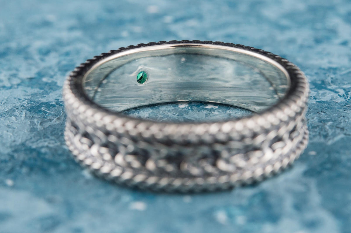 Bague Ornement sertie de pierres Anneau — Argent 925