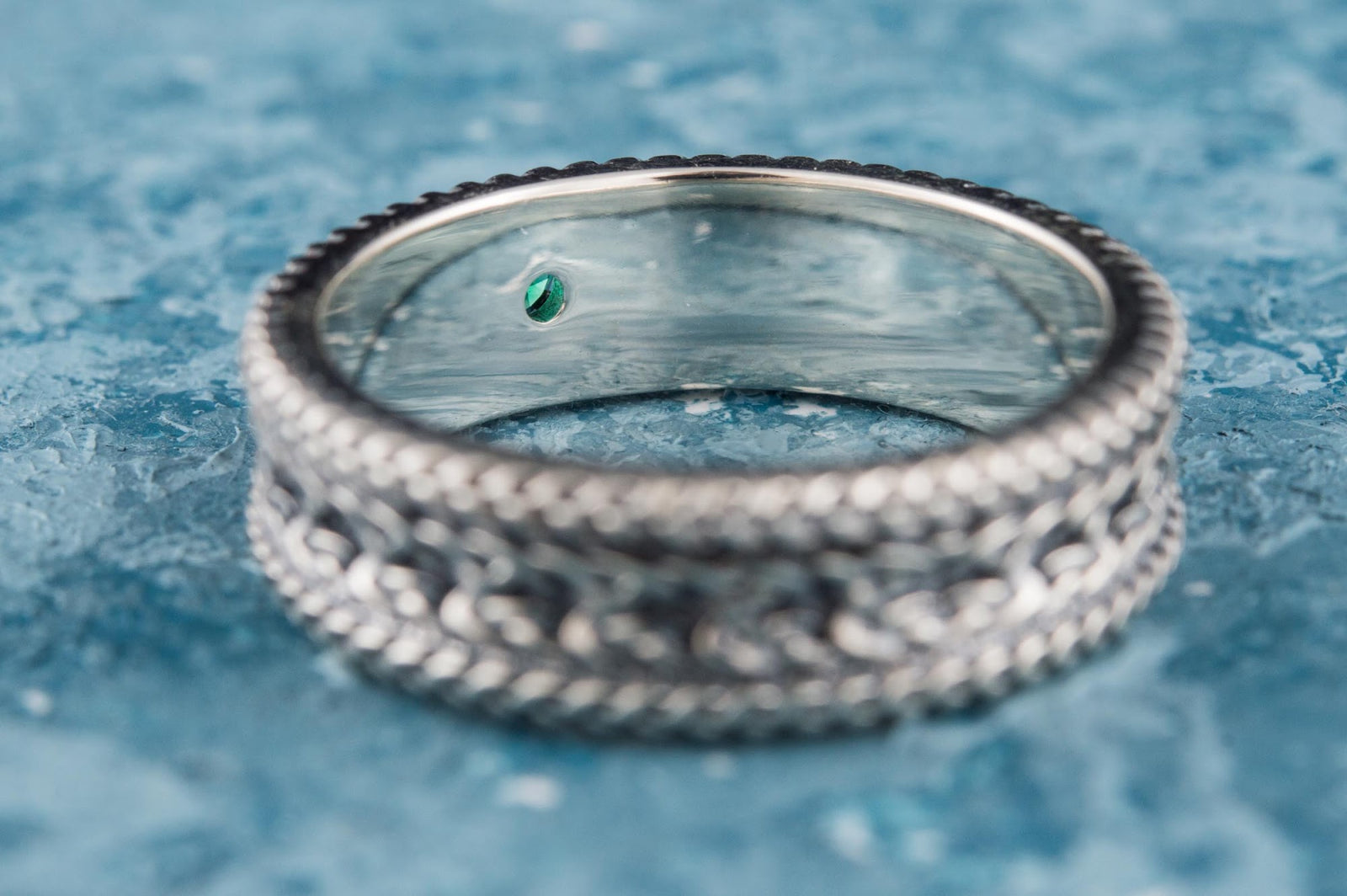 Bague Ornement sertie de pierres Anneau — Argent 925