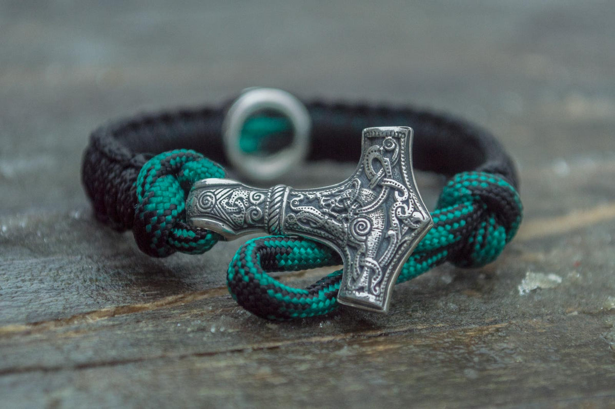Bracelet Paracorde Marteau de Thor Sven — Argent 925