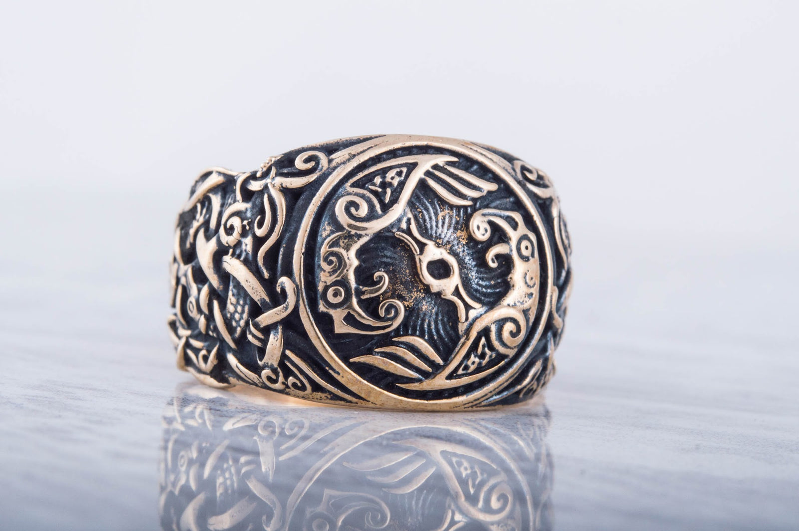 Bague Corbeau et Style Mammen — Bronze