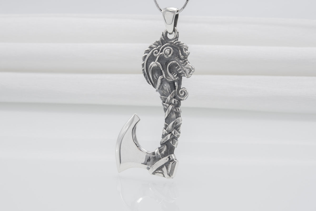 Pendentif Hache et Dragon — Argent 925