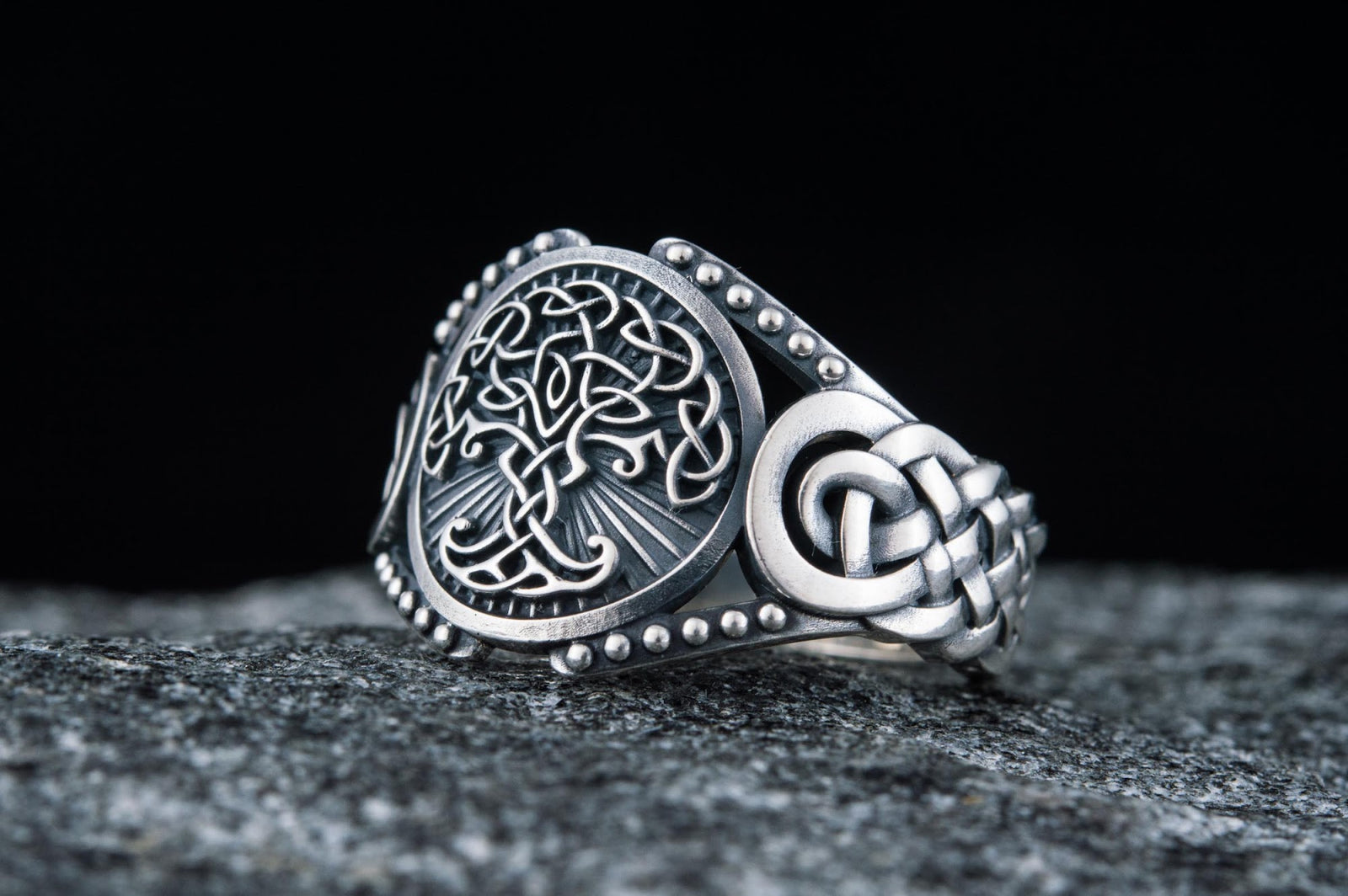 Bague Yggdrasil et Ornement Chevalière — Argent 925