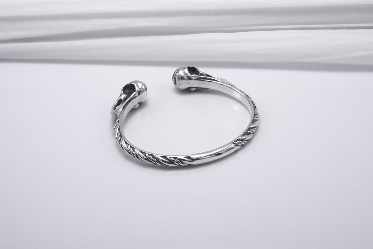 Bracelet Corbeau et Tête de Mort pierre rouge — Argent 925