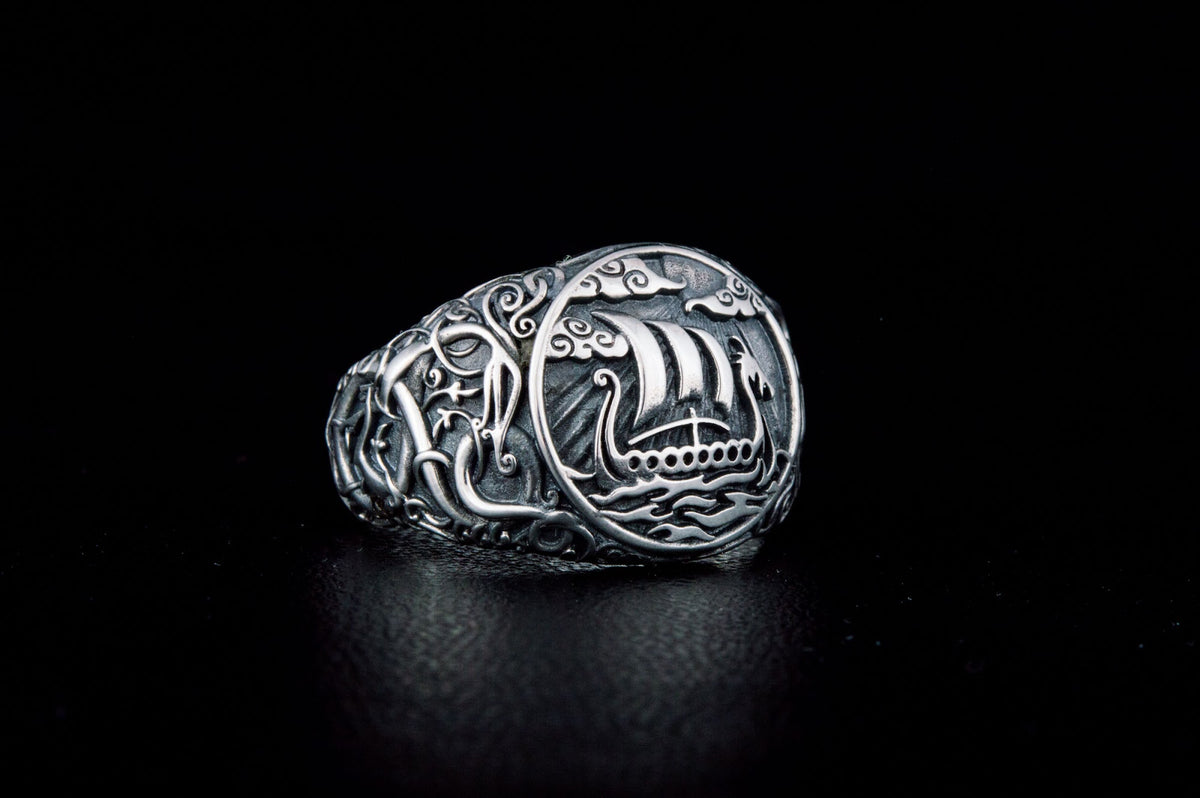 Bague Drakkar et Style Urnes — Argent 925