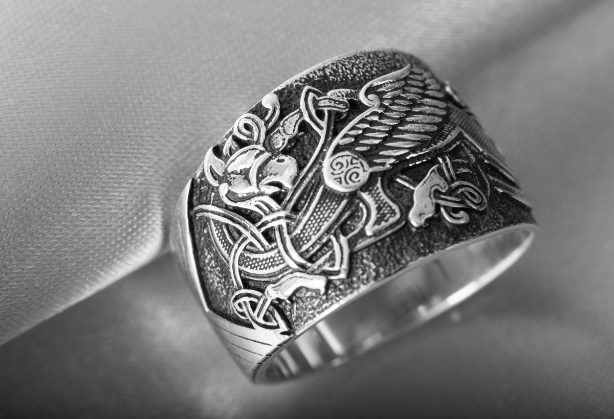Bague Symboles Vikings Ivar — Argent 925