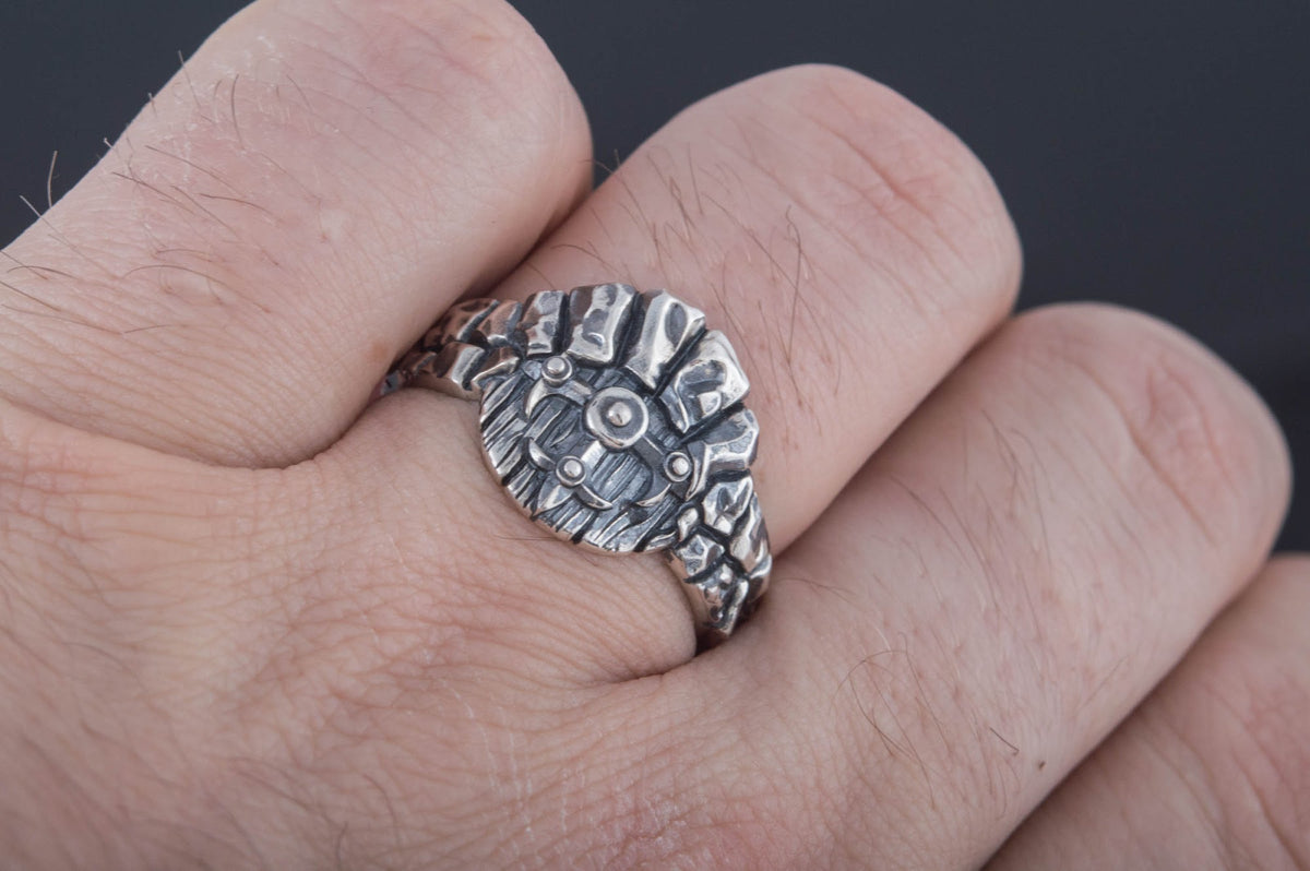 Bague Bouclier et Arbre — Argent 925