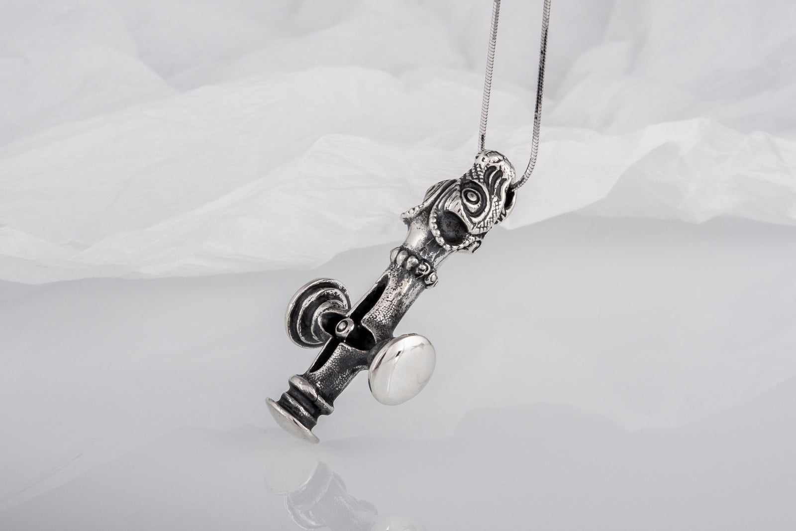 Pendentif Croix Mjölnir — Argent 925