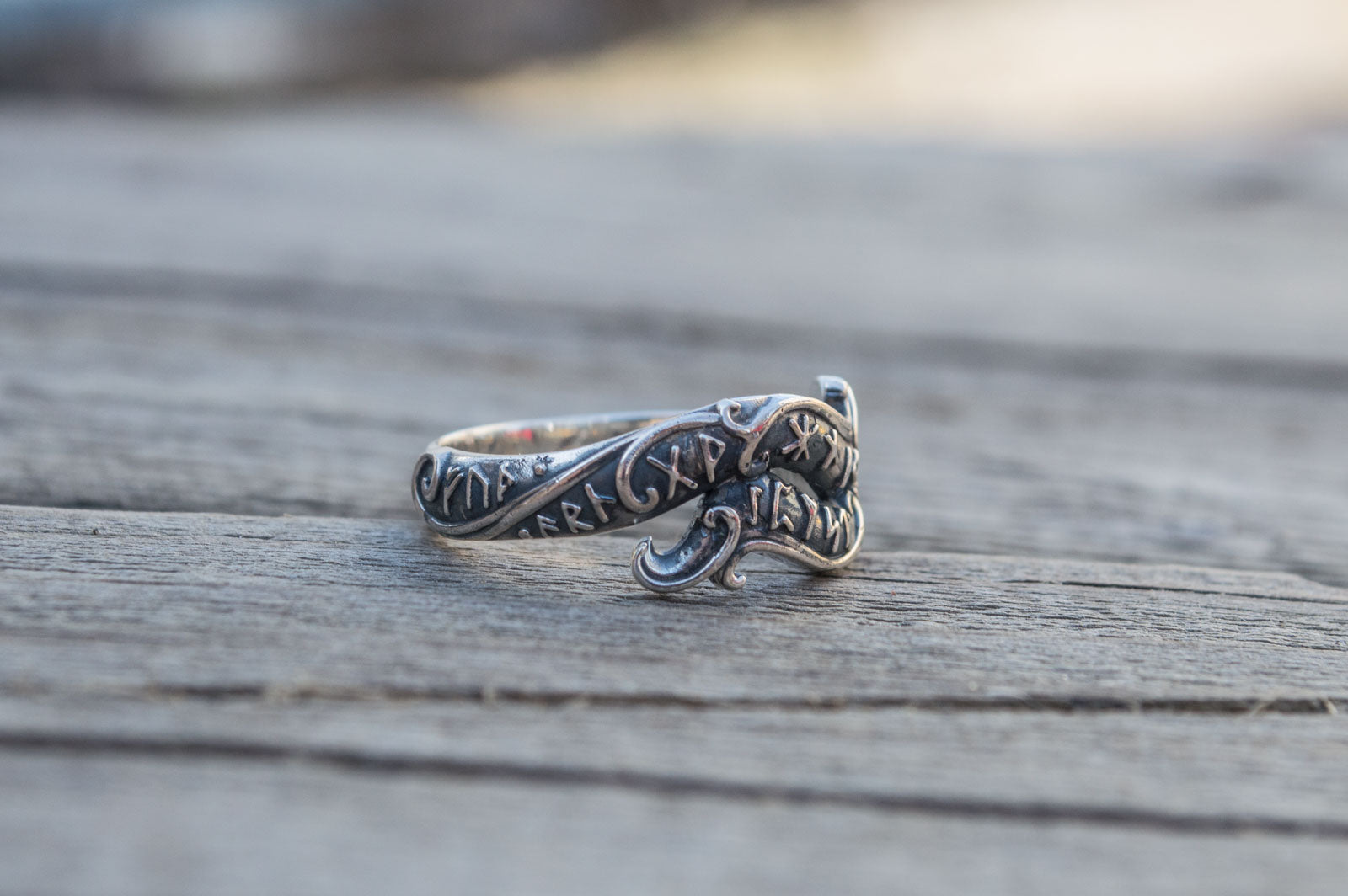 Bague Ouroboros et Runes — Argent 925
