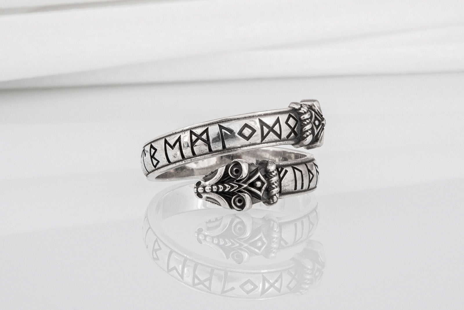 Bague Serpent et Futhark Ancien — Argent 925